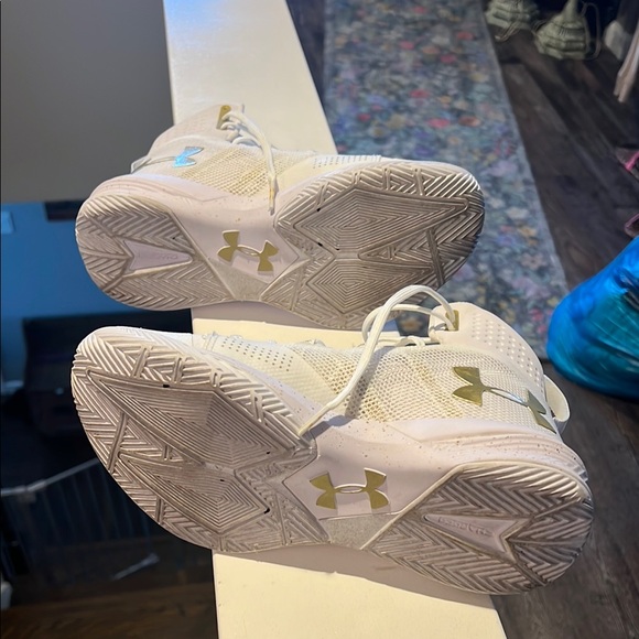 White and Gold High-Top Sneakers - Picture 3 of 3